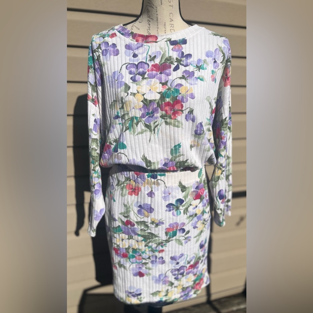 Expo cotton Floral Ribbed Two-Piece Set